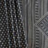 Printed Tusser Silk in Black With Red Border