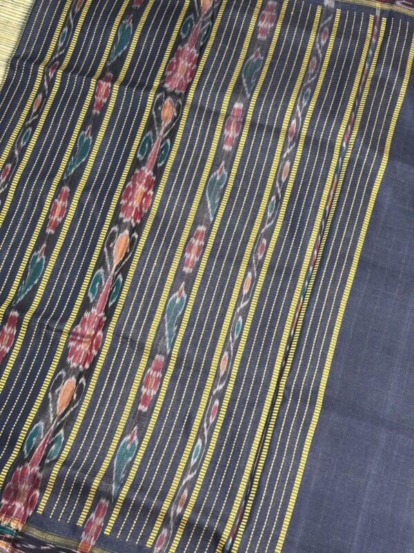 Off White Pure Tusser Saree With Ikat Border And Temple Design