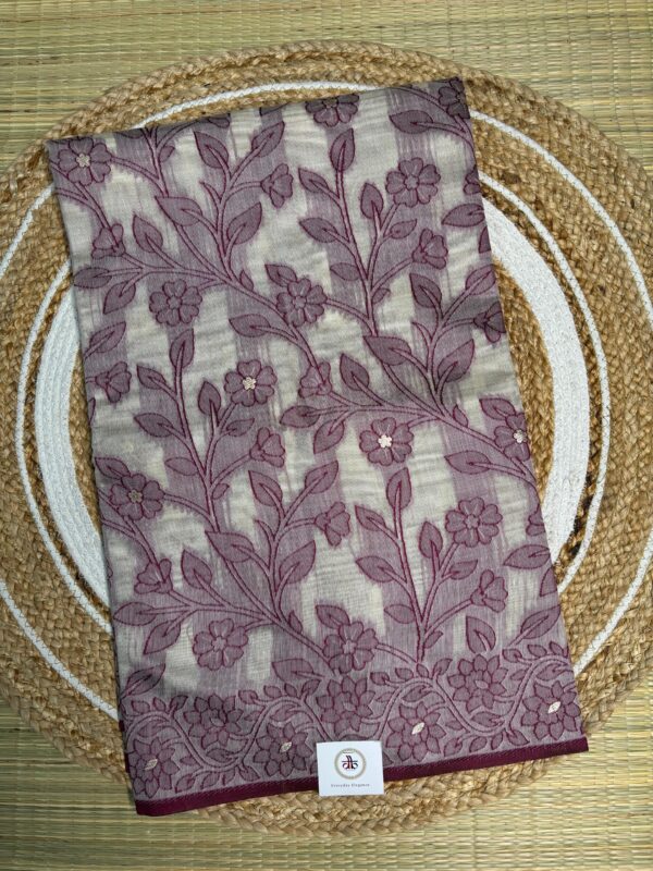 Mauve Floral Jamdani Cotton Saree