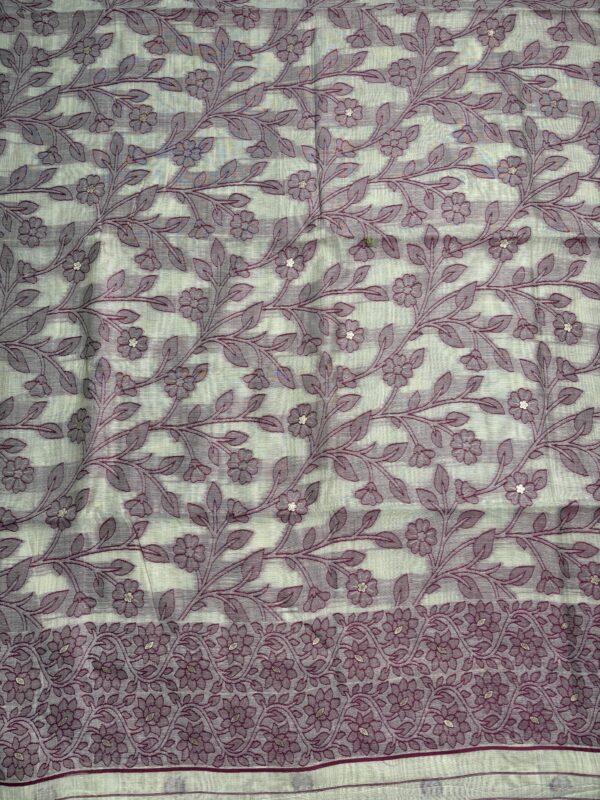 Mauve Floral Jamdani Cotton Saree
