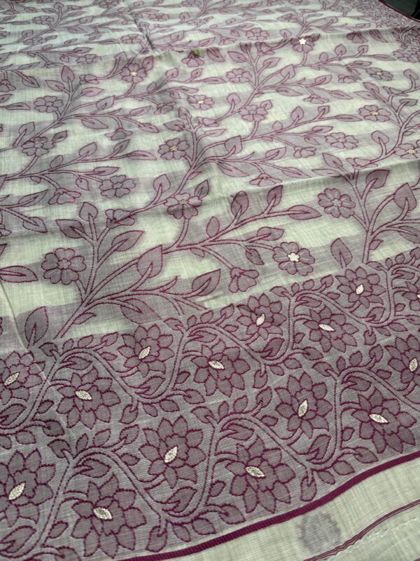 Mauve Floral Jamdani Cotton Saree