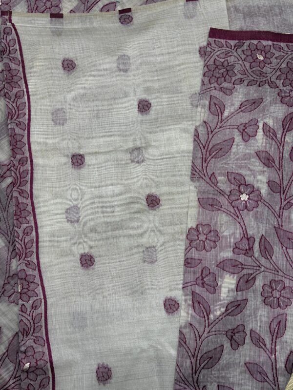 Mauve Floral Jamdani Cotton Saree